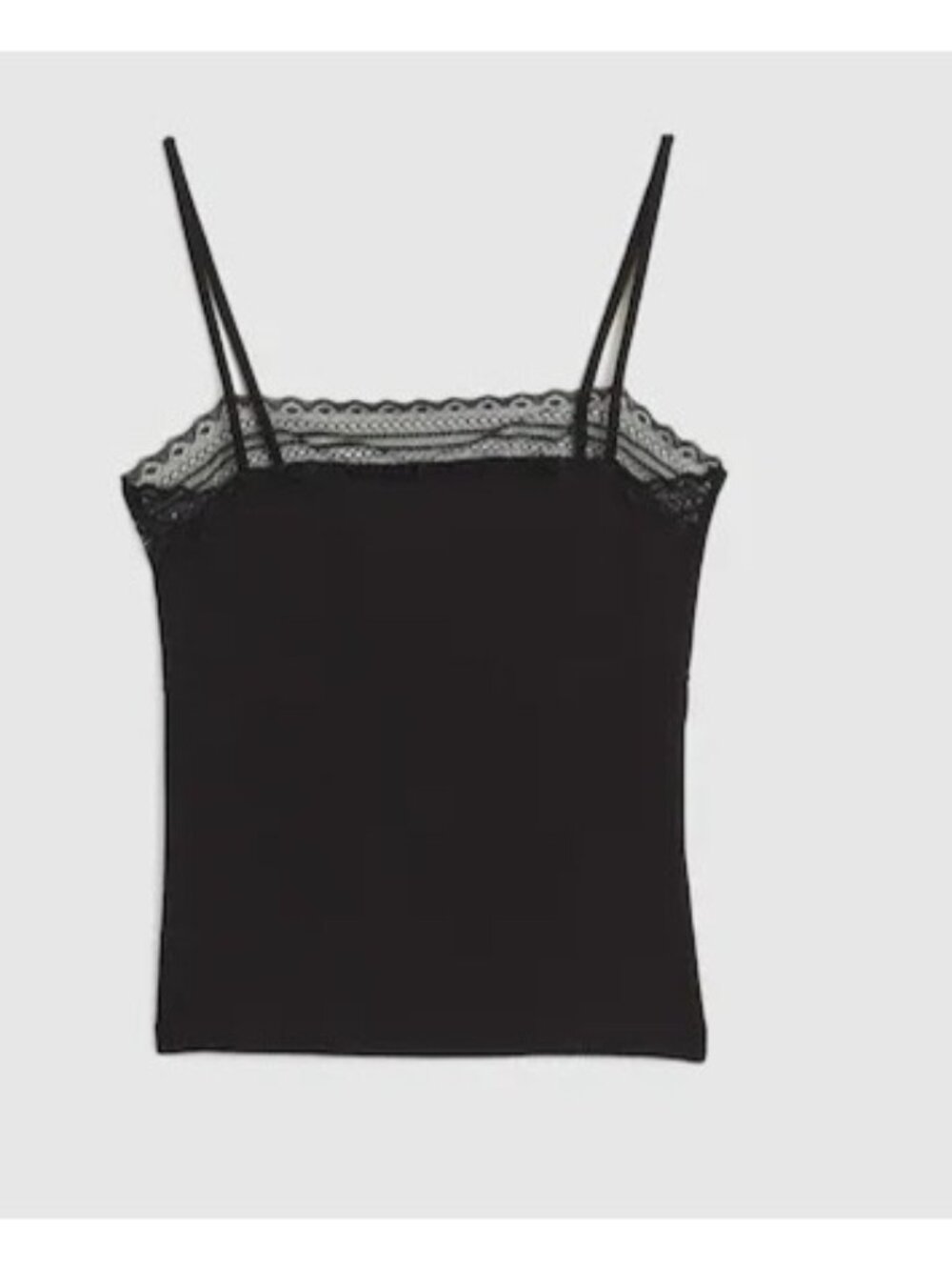 Madewell Women Lace-Trim Square-Neck Tank~Size XS~Jet Black Tee Cami NWT L5 11